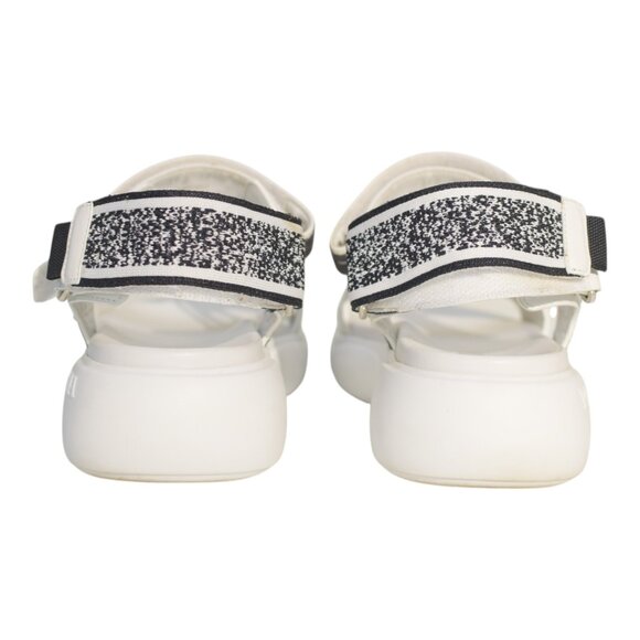 PRADA Cloudbust Logo-Embossed Rubber and Canvas-Trimmed Leather Sandals 37.5 - Picture 2 of 11